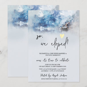 Winter Mountain Lake Wedding Elopement   Invitation