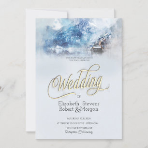 Winter Mountain Lake Wedding Invitation