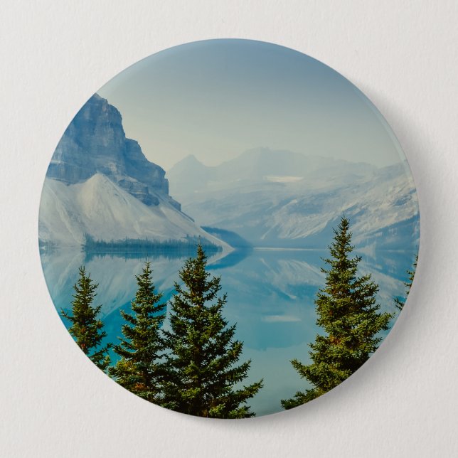 winter mountain lakes 10 cm round badge (Front)