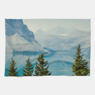 winter mountain lakes tea towel