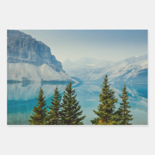 winter mountain lakes wrapping paper sheet