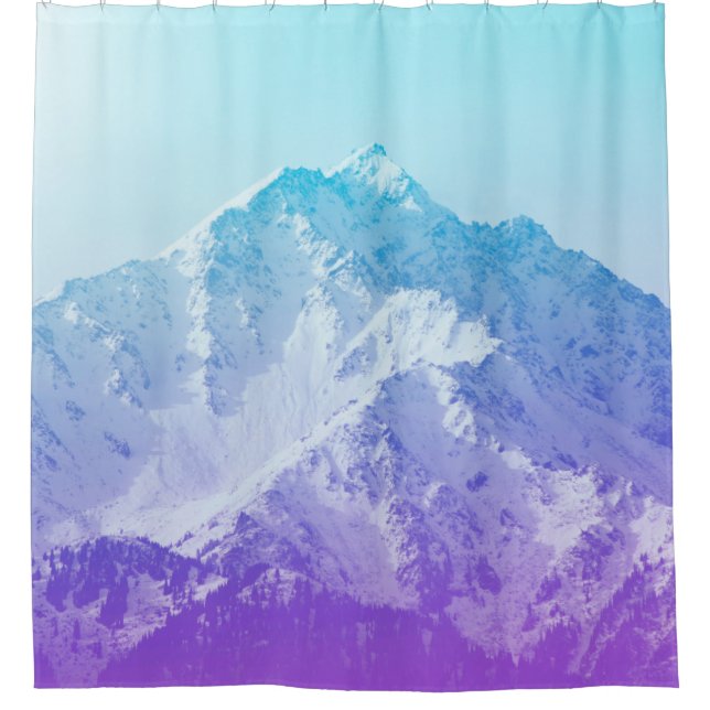 Winter mountain peakmountain,hipster,peak,photo,ba shower curtain (Front)