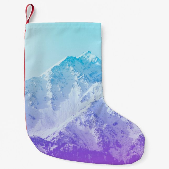 Winter mountain peakmountain,hipster,peak,photo,ba small christmas stocking (Front)