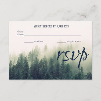 Winter Mountain Pines Wedding RSVP Card