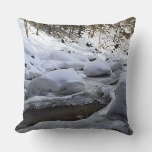 Winter Mountain River – Wild Nature Romania Cushion
