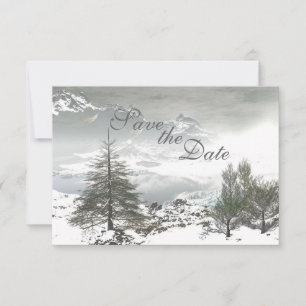 Winter Mountain Save the Date Wedding Announcement
