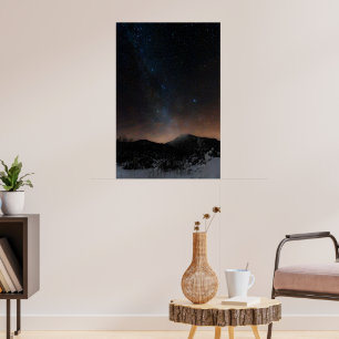 Winter mountain Snežnik under the starry night sky Poster