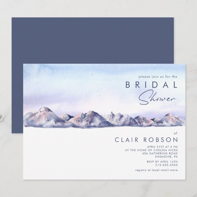 Winter Mountain Sunset Bridal Shower Invitation (Front/Back)
