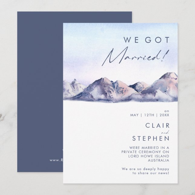 Winter Mountain Sunset Elopement Announcement (Front/Back)
