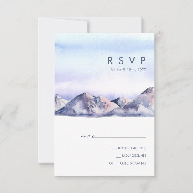 Winter Mountain Sunset RSVP Card (Front)