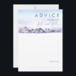 Winter Mountain Sunset Wedding Advice Card<br><div class="desc">This Winter Mountain Sunset wedding advice card is just what you've been looking for to complete your simple rustic moody wedding. Designed with pink and blue pastel watercolor that blends beautifully into navy and blush highlights all of which perfectly capture an evening sunset in nature. It is sure to bring...</div>