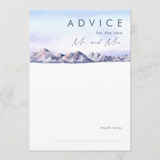 Winter Mountain Sunset Wedding Advice Card (Front)