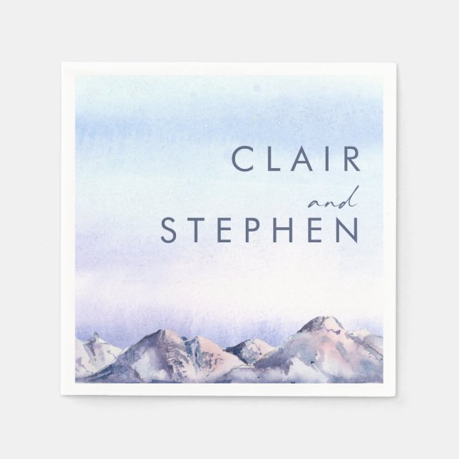 Winter Mountain Sunset Wedding Napkins (Front)