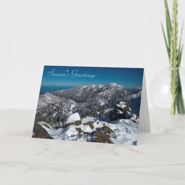 Winter mountain top holiday card (Front)