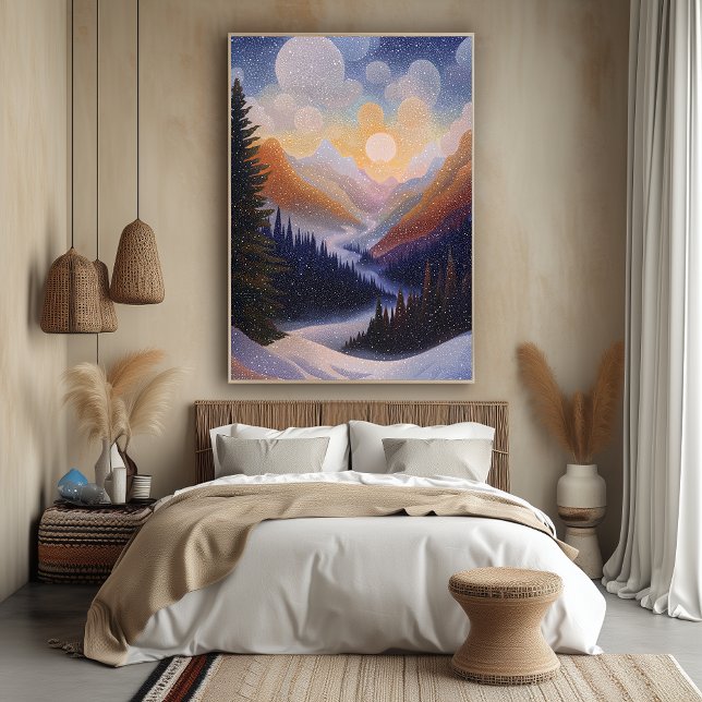 Winter Mountain Valley in Pointillist Style Poster (Creator Uploaded)