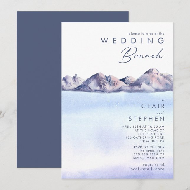 Winter Mountain Wedding Brunch Invitation (Front/Back)