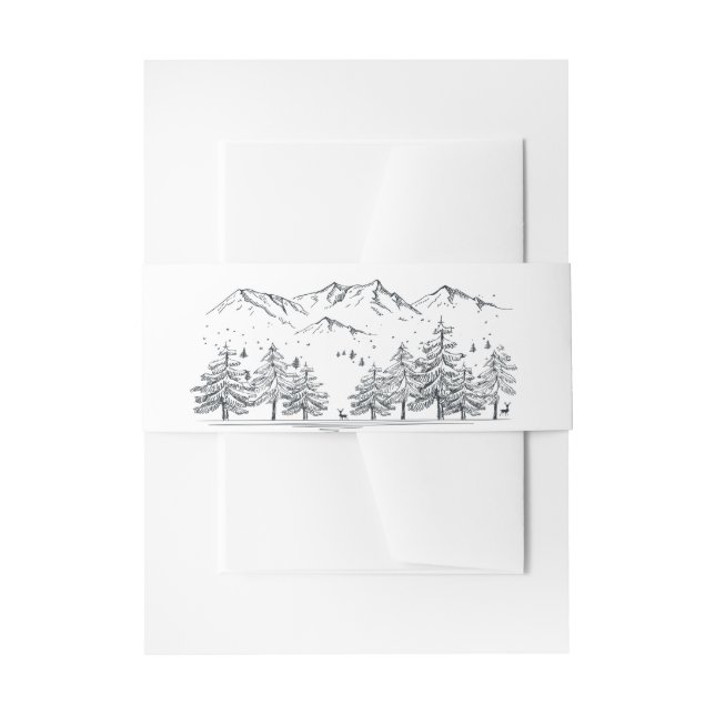 Winter Mountain Wedding Country Rustic Nature Invitation Belly Band (Front Example)