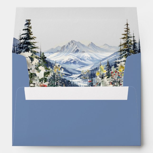 Winter Mountain Wedding Invitation Envelope (Back (Bottom))
