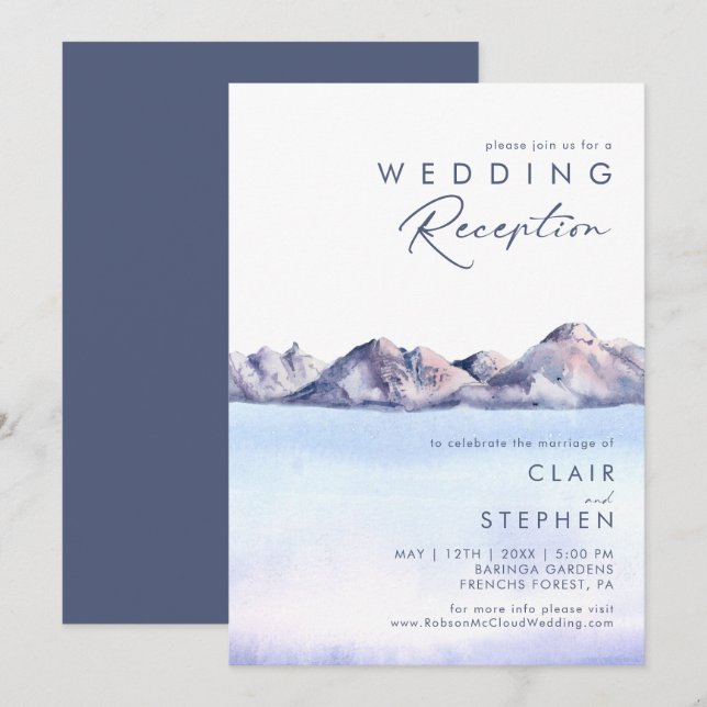Winter Mountain Wedding Reception Invitation (Front/Back)