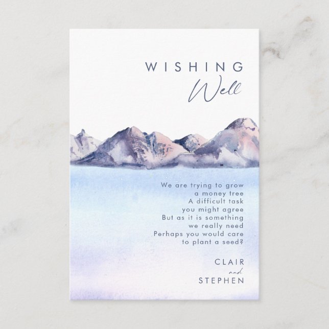 Winter Mountain Wedding Wishing Well Enclosure Card (Front)
