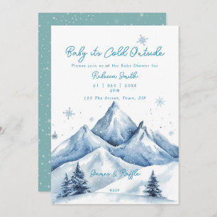 winter mountains baby shower invitation