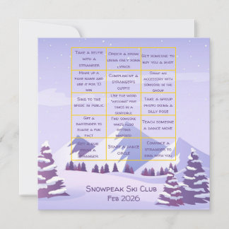 Winter Mountains Bachelorette Party Bingo Game Thank You Card