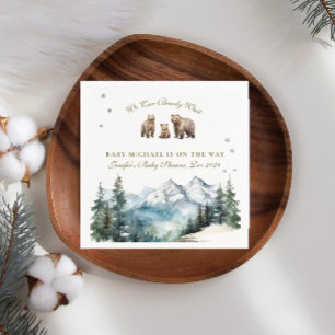 Winter Mountains Bear Adventure  Baby Shower Napkin