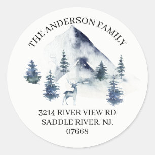 Winter Mountains   New Home Address Label Sticker