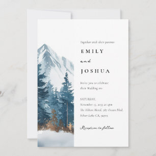 Winter Mountains Pine Tree Wedding Invitation