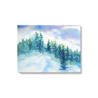 Winter Mountains Snow Trees Watercolor