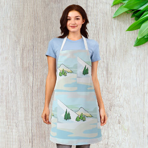 Winter Mountains Snowy Landscape Apron