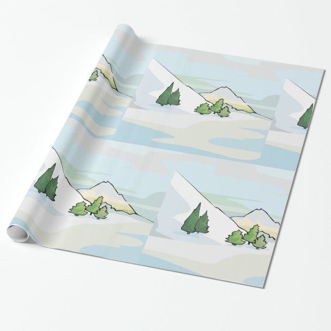 Winter Mountains Snowy Landscape Wrapping Paper (Unrolled)