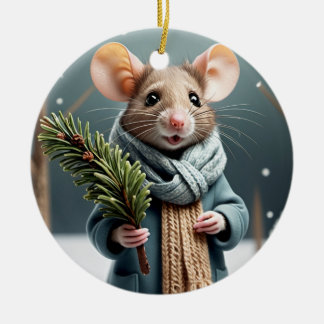 Winter Mouse Couple Christmas Tree Ornament