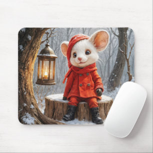 Winter Mouse With Forest Lantern Mat
