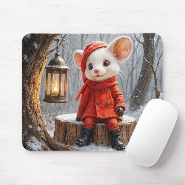 Winter Mouse With Forest Lantern Mouse Mat (With Mouse)
