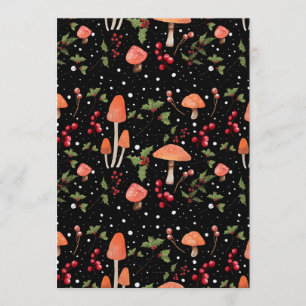 Winter Mushroom Cotagecore Christmas Pattern Invitation