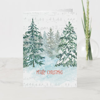 Winter Music Christmas Pine Foil Greeting Card