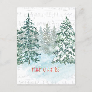 Winter Music Christmas Pine Postcard