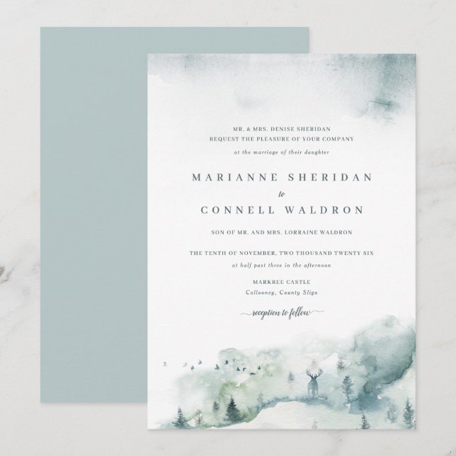 Winter Mystère I Formal Wedding Invitation (Front/Back)