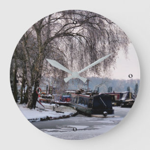 WINTER NARROWBOATS LARGE CLOCK