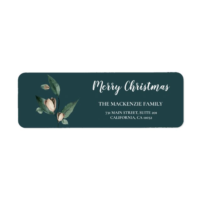 Winter Nature | Ivory Magnolia Address Label (Front)