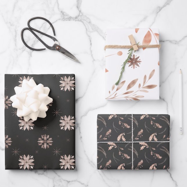 Winter Nature Modern Nordic Christmas Wrapping Paper Sheet (Front)