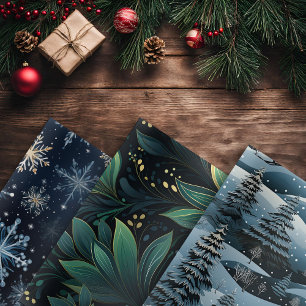 Winter/Nature Variety Wrapping Paper - Set of 3