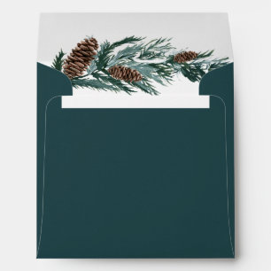 Winter Nature   Watercolor Pine Cone Square Envelope