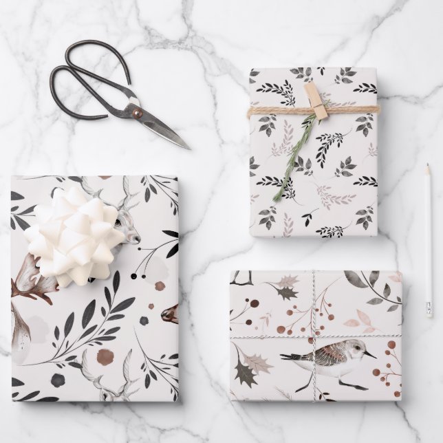 Winter Nature Wildlife Christmas Wrapping Paper Sheet (Front)