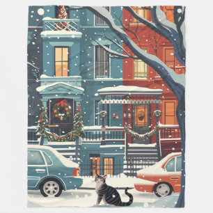 Winter New York city retro Fleece Blanket