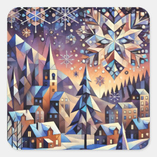 Winter Night Art Stickers