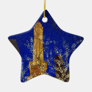 Winter Night at the Water Tower Ceramic Tree Decoration