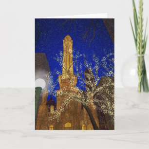 Winter Night at the Water Tower Holiday Card