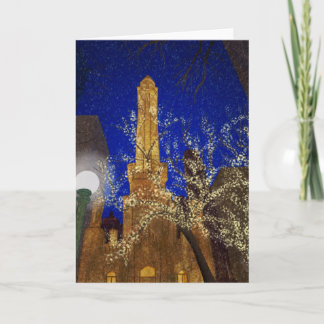 Winter Night at the Water Tower Holiday Card